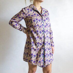 Borden Pink and Purple Long Sleeve Knee Length Nightwear Dress Size US 2 UK 6